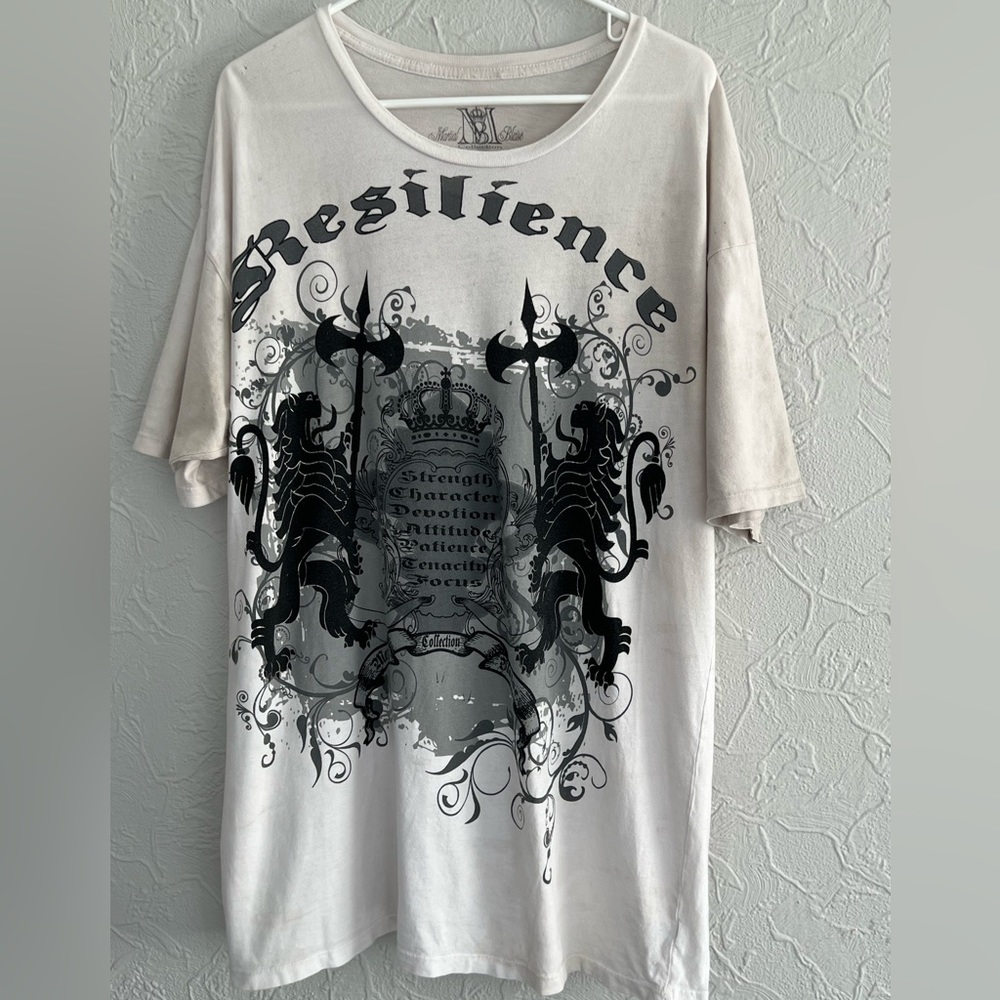 VINTAGE MARTIAL BLAISE AOP GRAPHIC SHIRT SIZE XL AFFLICTION